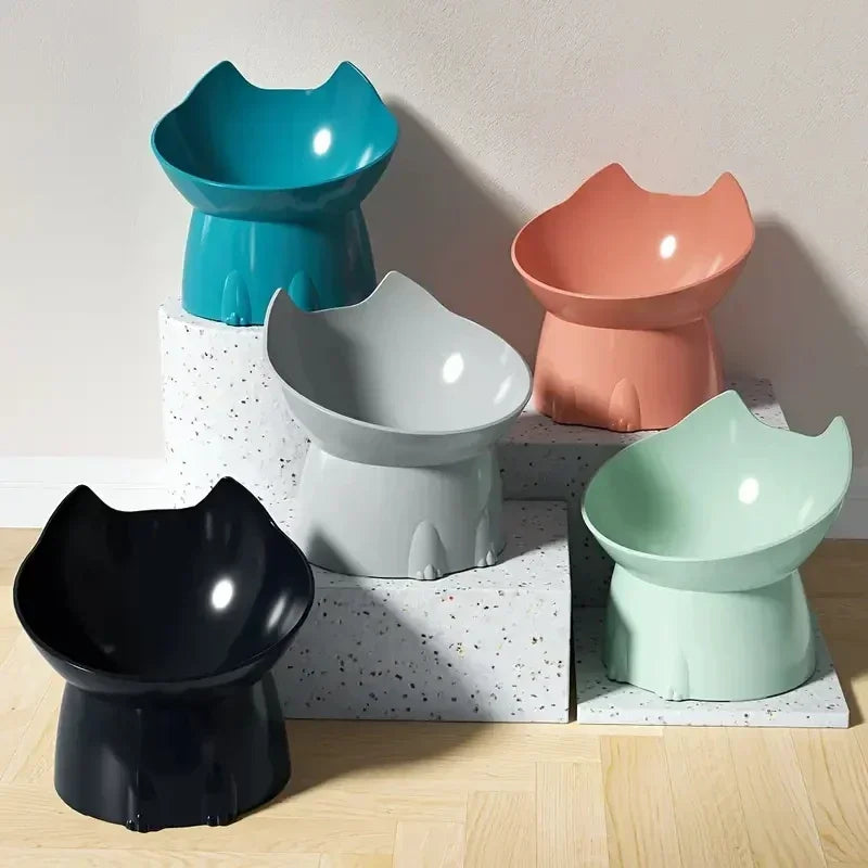 Comedouro Elevado para Gatos com Inclinação – Tigela Antivômito, Proteção dos Bigodes e Base Antiderrapante
