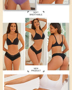 Kit com 5 Calcinhas Femininas de Algodão Sem Costura – Conforto Diário com Renda Delicada (S a XL)