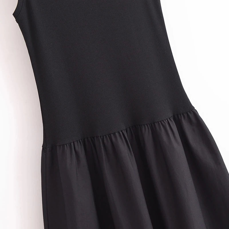 Vestido Longo Preto Feminino HXAO – Regata com Decote Redondo, Elegante e Confortável