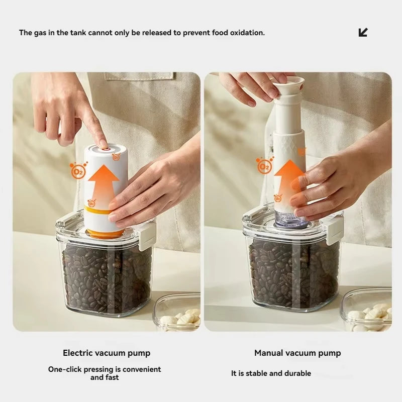 Pote Hermético a Vácuo Elétrico para Café, Grãos e Alimentos – Conservação Fresca por Muito Mais Tempo