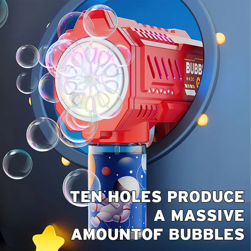 Lançador Automático de Bolhas com Foguete – Máquina de Bolhas Infantil Recarregável