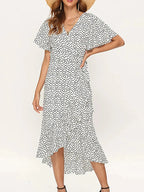 Vestido Longo Floral Boho de Verão em Chiffon com Babados