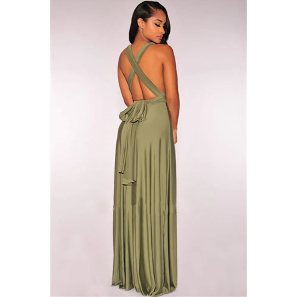 Vestido Longo Feminino Multiway Boho – Modelo Versátil com Amarrações e Caimento Elegante