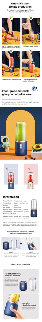 Mini Liquidificador Portátil USB – Sucos e Vitaminas em Qualquer Lugar
