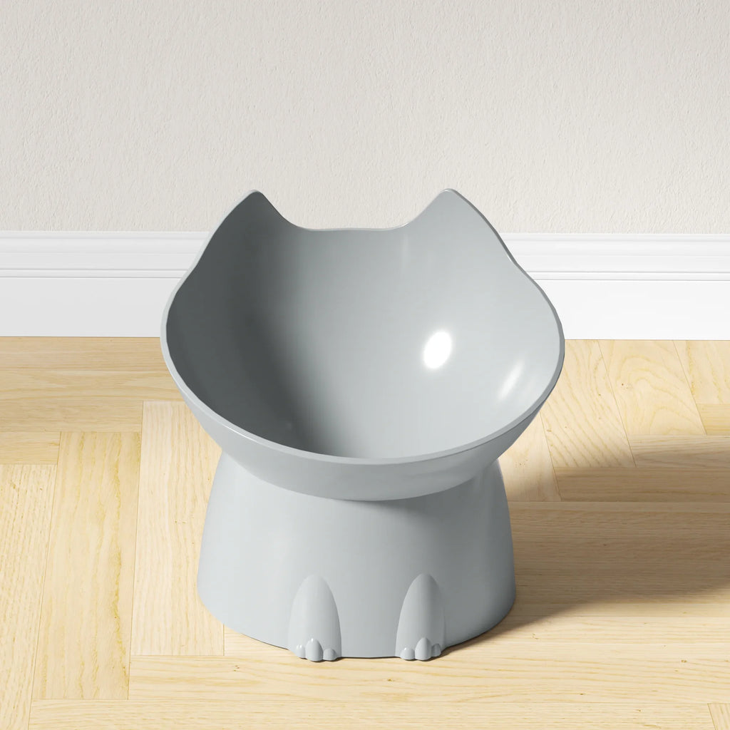 Comedouro Elevado para Gatos com Inclinação – Tigela Antivômito, Proteção dos Bigodes e Base Antiderrapante