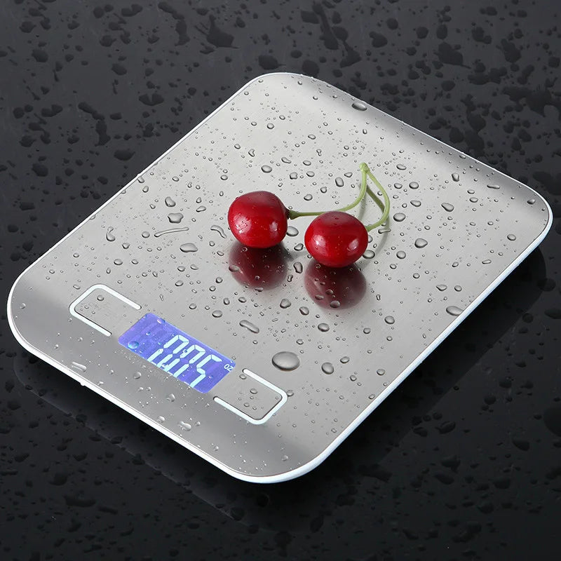 Balança Digital de Cozinha 5kg ou 10kg em Aço Inox – Precisa, Compacta e Recarregável