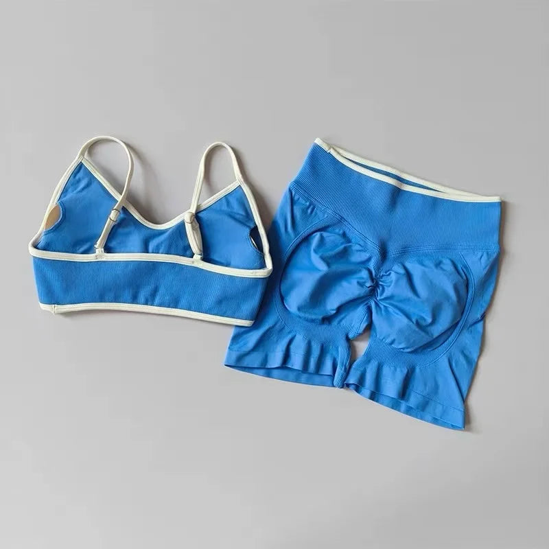 Conjunto Fitness Feminino Sem Costura – Top com Alças + Legging de Alta Sustentação | Secagem Rápida e Respirável