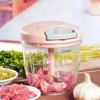 Mini Processador Manual com Cordão 500ml ou 900ml – Pica, Tritura e Facilita sua Rotina na Cozinha