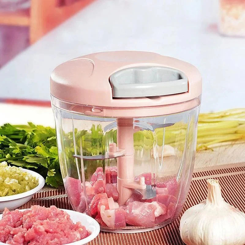 Mini Processador Manual com Cordão 500ml ou 900ml – Pica, Tritura e Facilita sua Rotina na Cozinha