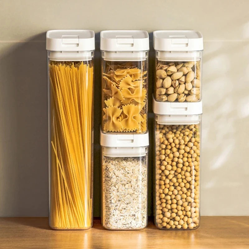 Pote Hermético para Massas e Alimentos Secos – Transparente, Vedação Segura e Design Japonês