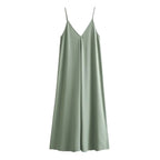 Vestido Longo Feminino Preto com Costas Abertas – Decote V, Alças Finas