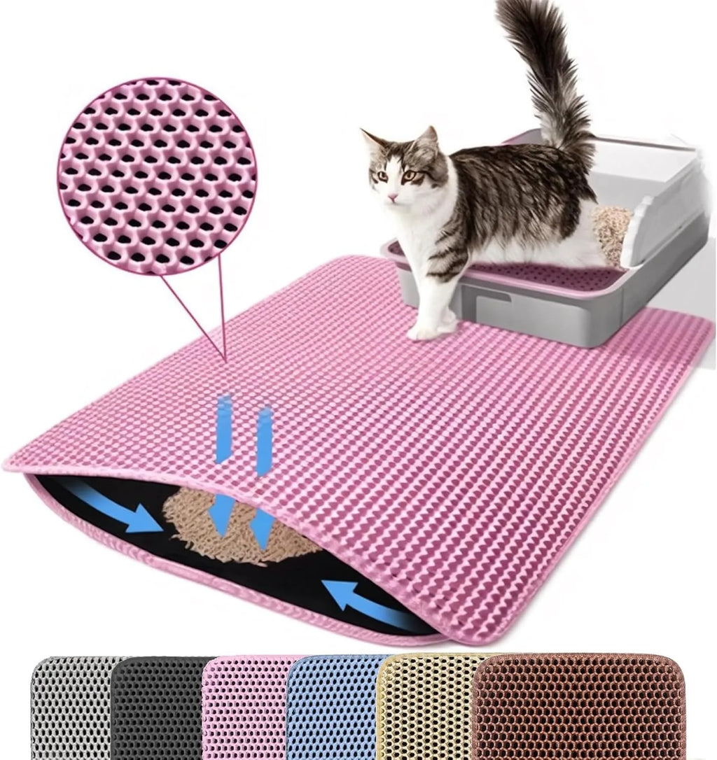 Tapete Higiênico para Caixa de Areia de Gatos – Dupla Camada Antiespalhamento, Impermeável e Fácil de Limpar