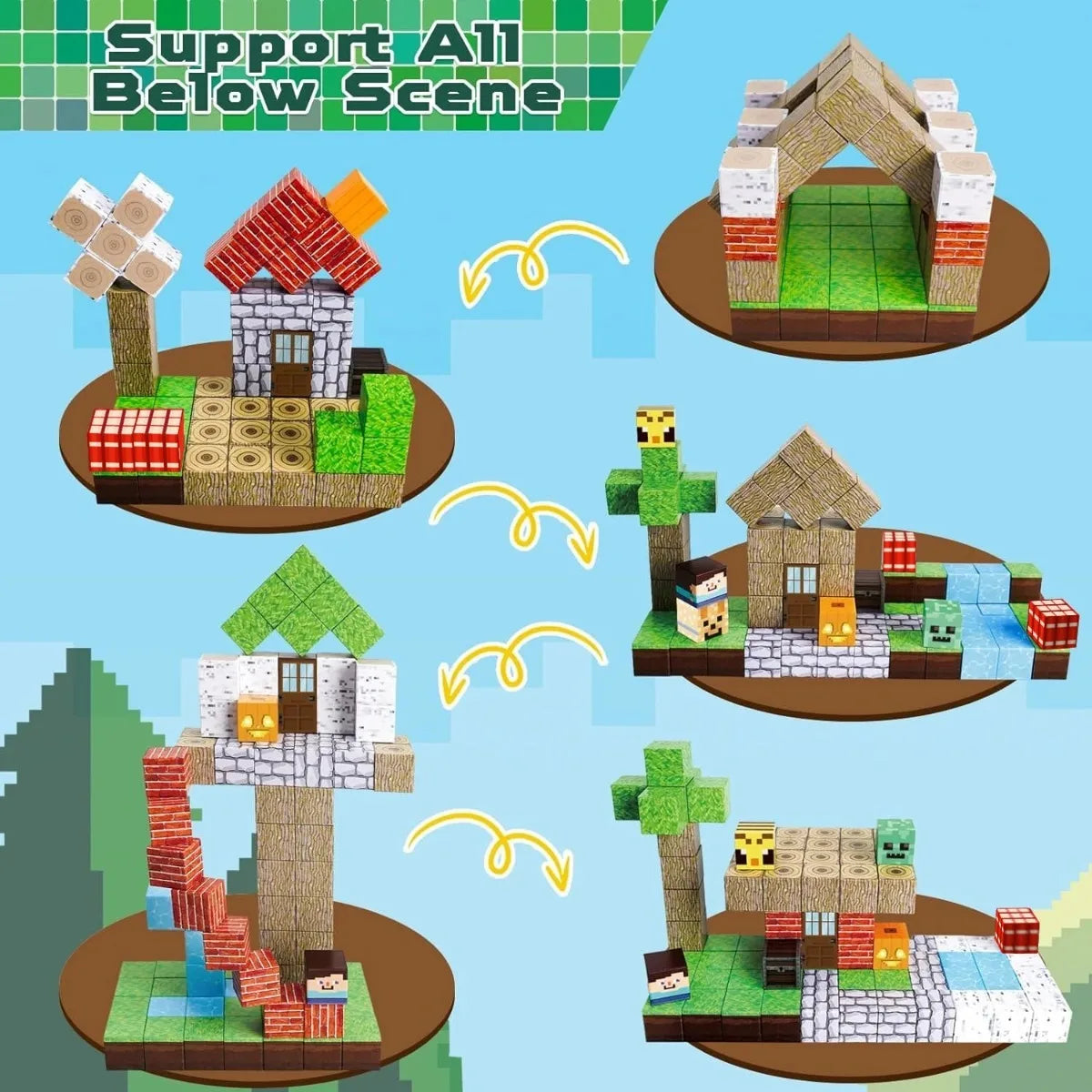 Blocos Magnéticos de Montar – Casa da Floresta Criativa | Brinquedo Educativo STEM (3+ anos)