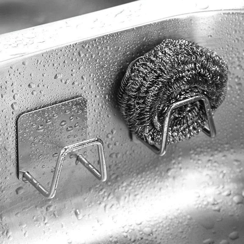 Suporte Organizador para Esponjas de Pia em Aço Inox – Autoadesivo