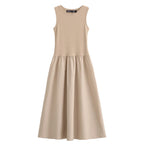 Vestido Longo Preto Feminino HXAO – Regata com Decote Redondo, Elegante e Confortável