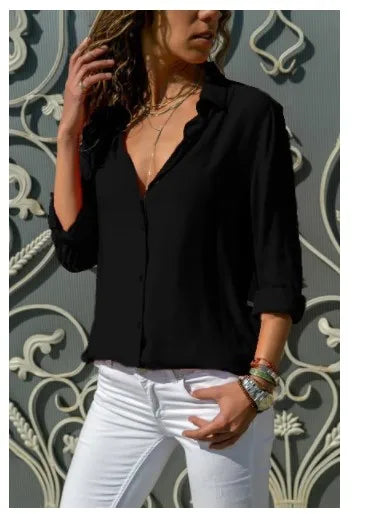 Camisa Feminina Vintage com Gola Polo – Elegante, Confortável e Versátil para o Dia a Dia