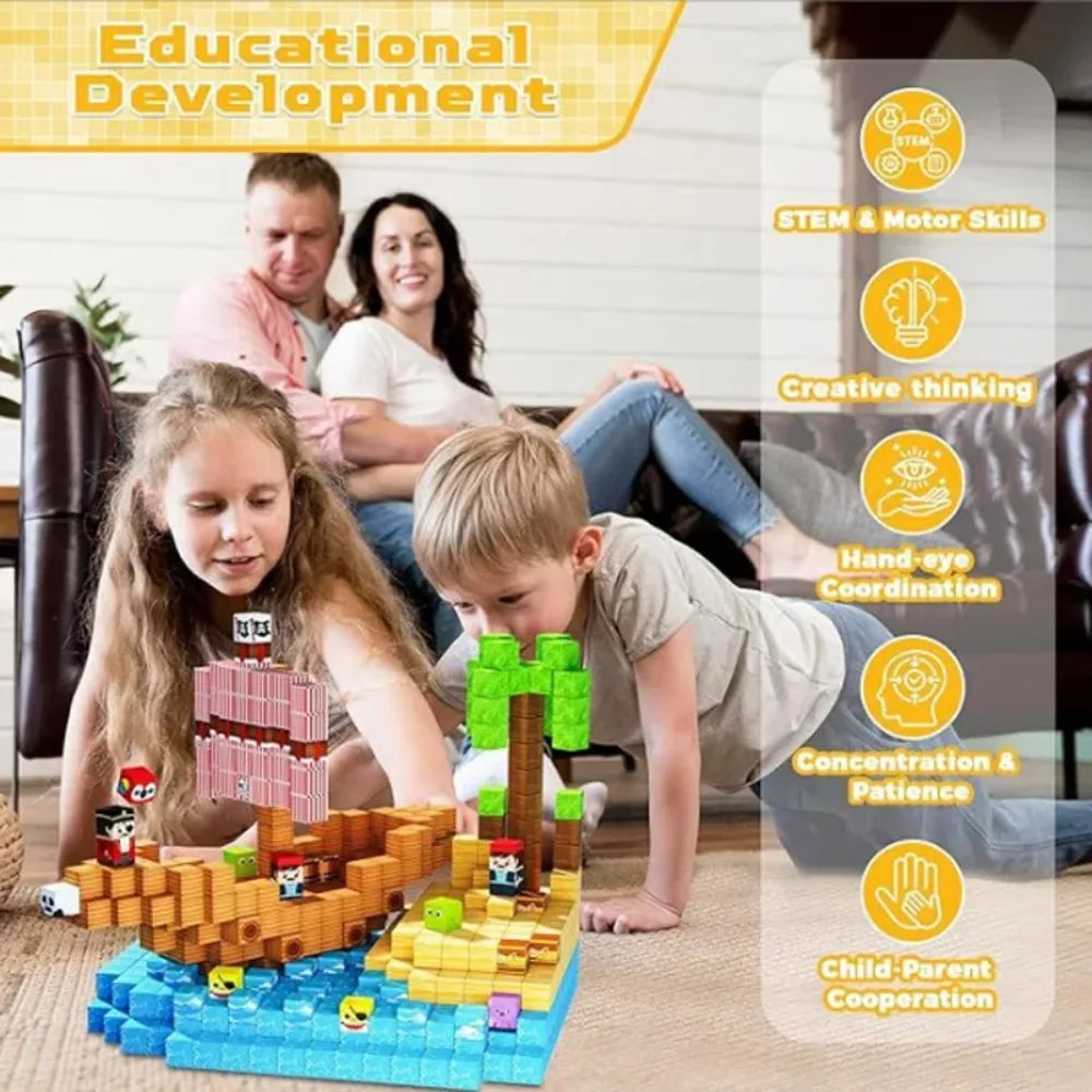 Blocos Magnéticos Educativos DIY – Kit Criativo de Construção (10 a 500 Peças)