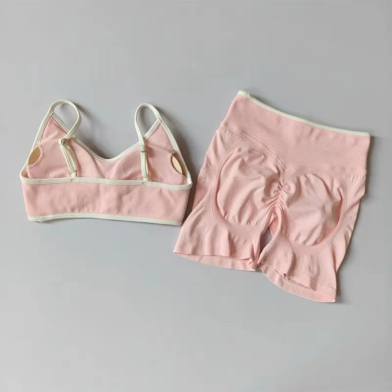 Conjunto Fitness Feminino Sem Costura – Top com Alças + Legging de Alta Sustentação | Secagem Rápida e Respirável