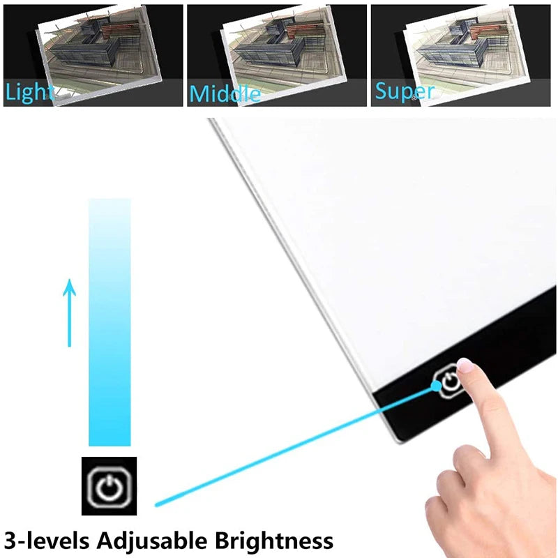 Mesa de Luz LED A3, A4 ou A5 com 3 Níveis de Brilho – Ideal para Diamond Painting, Desenho e Artesanato