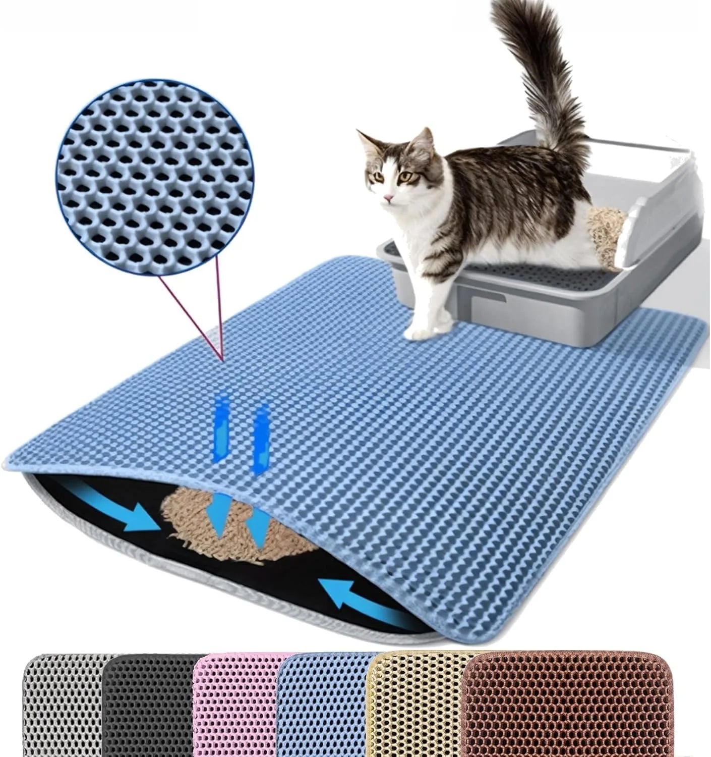 Tapete Higiênico para Caixa de Areia de Gatos – Dupla Camada Antiespalhamento, Impermeável e Fácil de Limpar