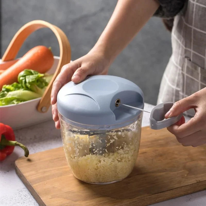 Mini Processador Manual com Cordão 500ml ou 900ml – Pica, Tritura e Facilita sua Rotina na Cozinha