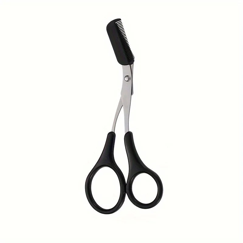 Aparador de Sobrancelhas Lua Crescente em Aço Inox – Kit com Navalha, Tesoura e Pente