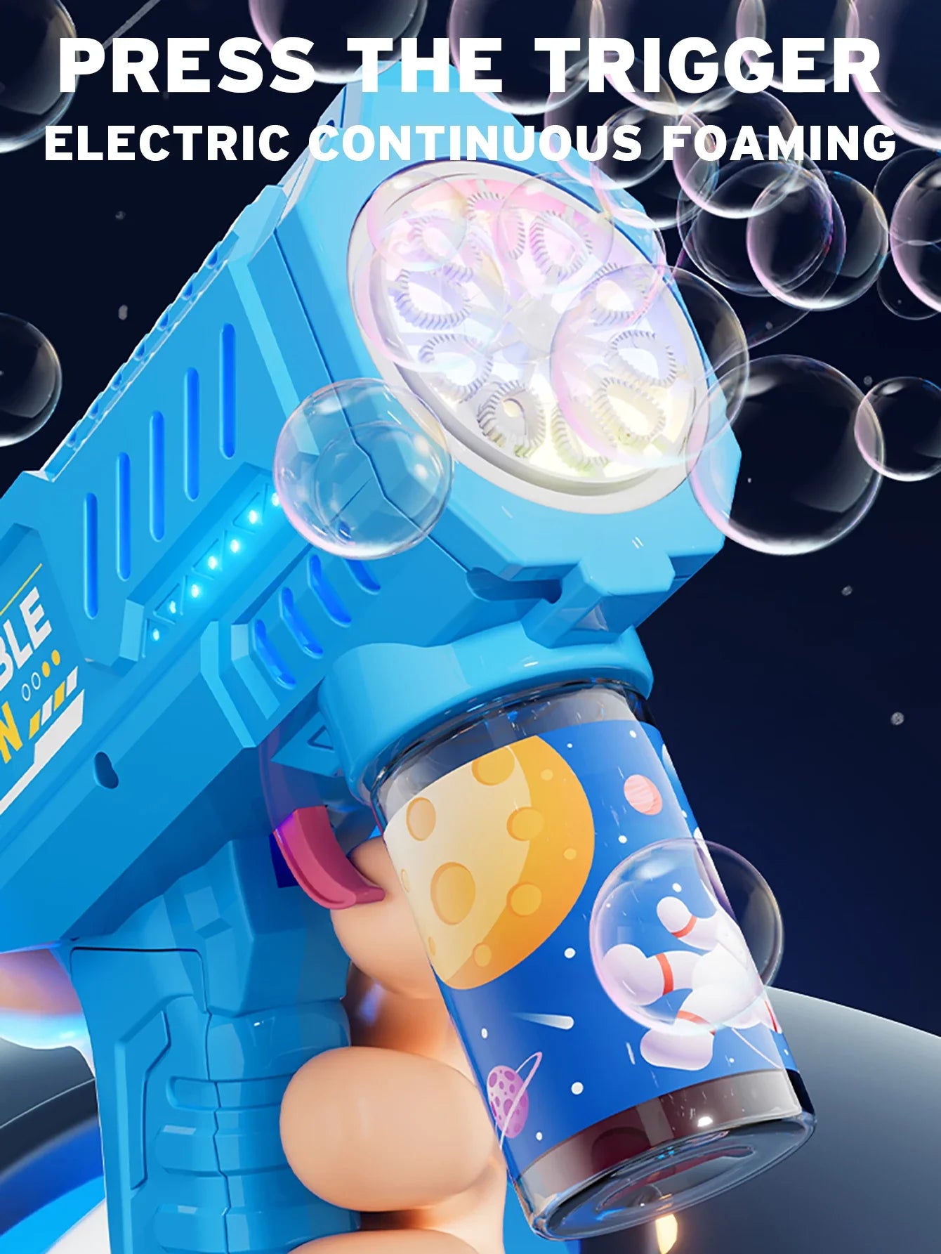 Lançador Automático de Bolhas com Foguete – Máquina de Bolhas Infantil Recarregável