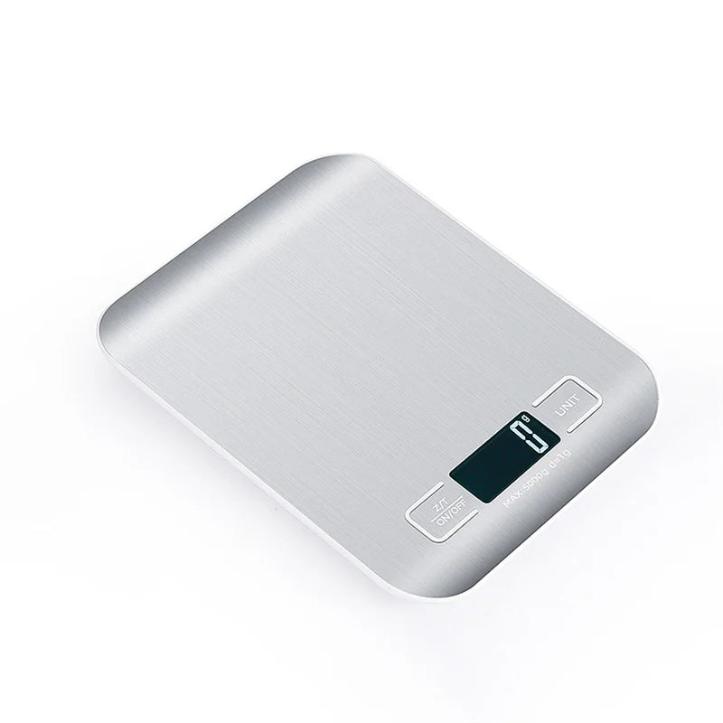 Balança Digital de Cozinha 5kg ou 10kg em Aço Inox – Precisa, Compacta e Recarregável