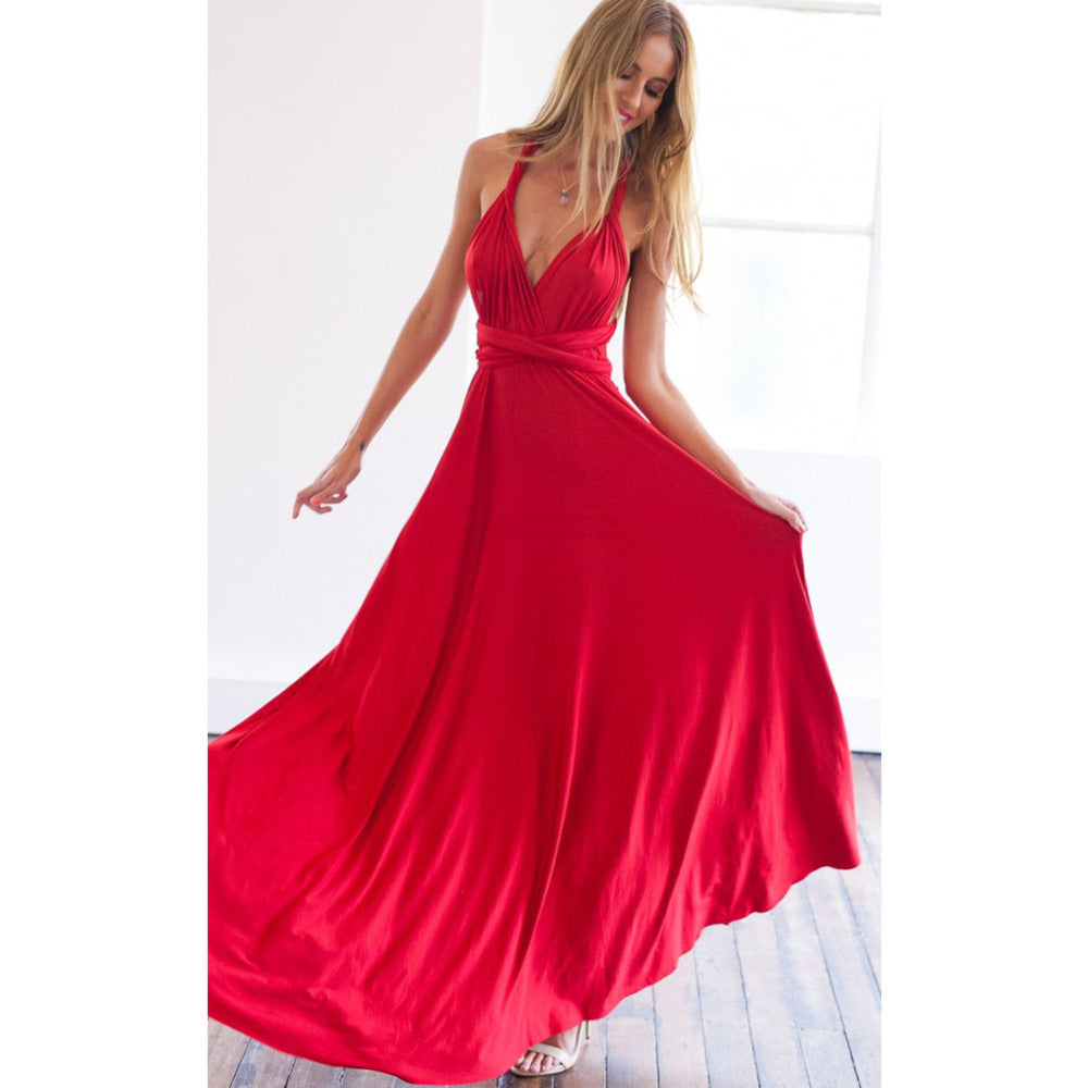 Vestido Longo Feminino Multiway Boho – Modelo Versátil com Amarrações e Caimento Elegante