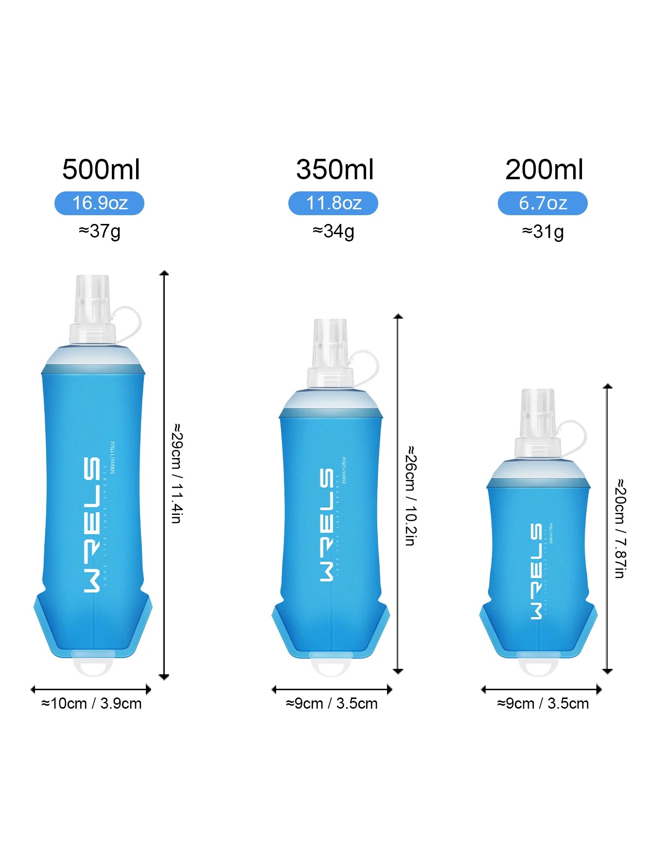 Garrafa Flexível Esportiva WRELS BPA Free – Dobrável, Leve e Ideal para Atividades ao Ar Livre