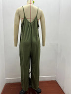 Macacão Feminino de Alça com Bolsos e Cintura Alta