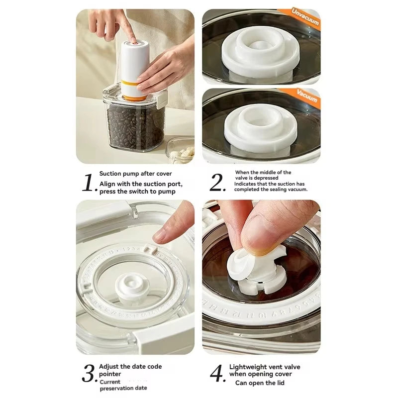 Pote Hermético a Vácuo Elétrico para Café, Grãos e Alimentos – Conservação Fresca por Muito Mais Tempo