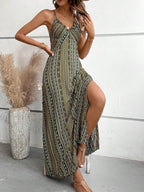 Vestido Longo Feminino Estampado com Decote Halter