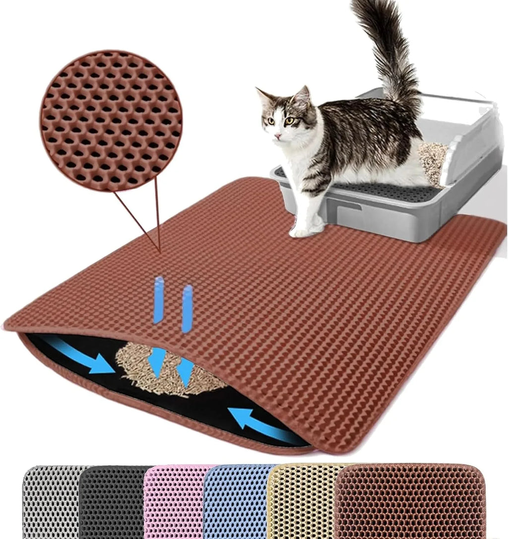 Tapete Higiênico para Caixa de Areia de Gatos – Dupla Camada Antiespalhamento, Impermeável e Fácil de Limpar
