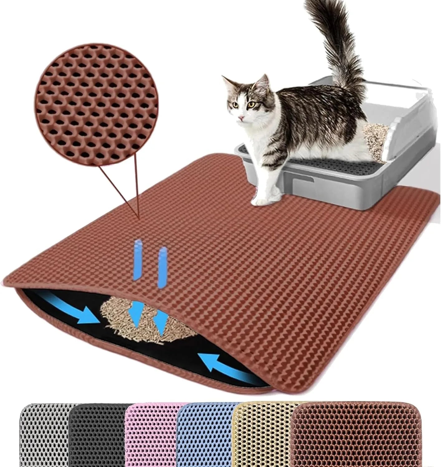 Tapete Higiênico para Caixa de Areia de Gatos – Dupla Camada Antiespalhamento, Impermeável e Fácil de Limpar