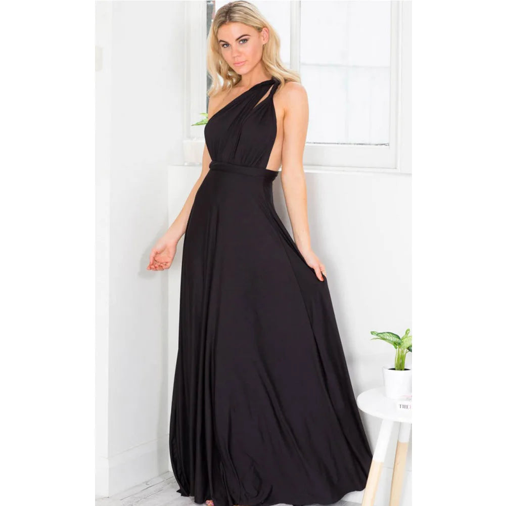 Vestido Longo Feminino Multiuso com Decote V – Elegância Boho para Todas as Ocasiões