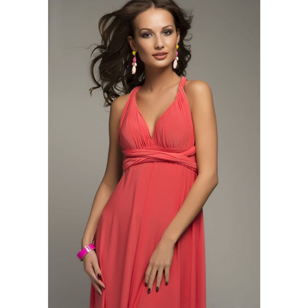 Vestido Longo Feminino Multiway Boho – Modelo Versátil com Amarrações e Caimento Elegante