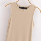 Vestido Longo Preto Feminino HXAO – Regata com Decote Redondo, Elegante e Confortável