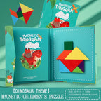 Livro Quebra‑Cabeça Tangram Magnético em Madeira – Brinquedo Educativo Montessori Portátil