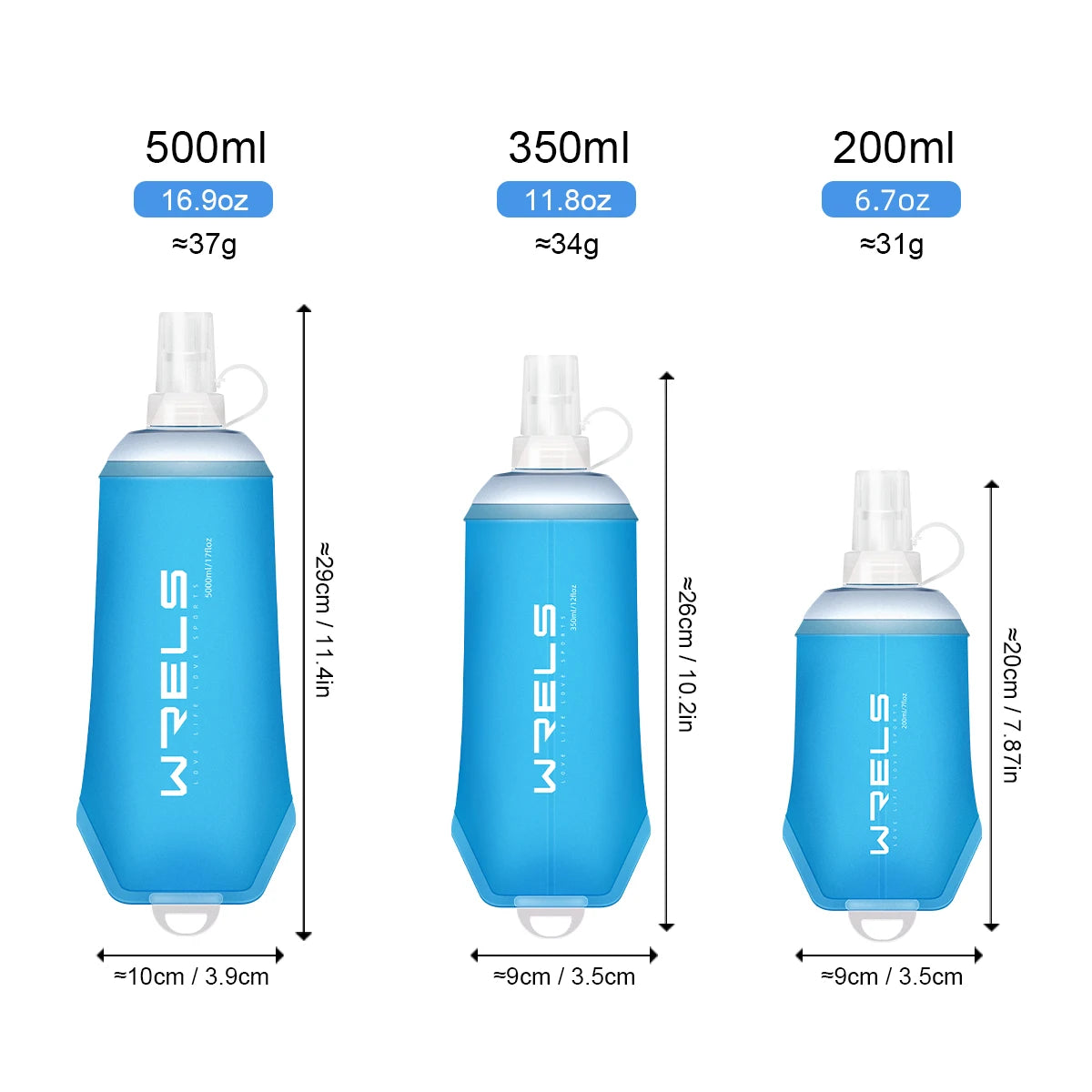Garrafa Flexível Esportiva WRELS BPA Free – Dobrável, Leve e Ideal para Atividades ao Ar Livre