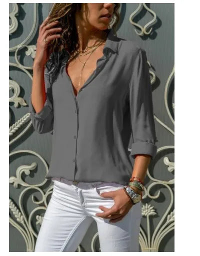 Camisa Feminina Vintage com Gola Polo – Elegante, Confortável e Versátil para o Dia a Dia