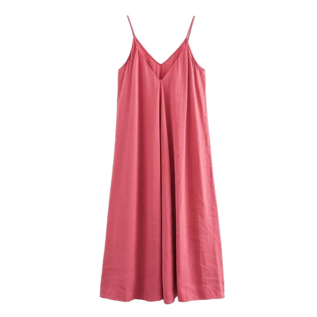 Vestido Longo Feminino Preto com Costas Abertas – Decote V, Alças Finas