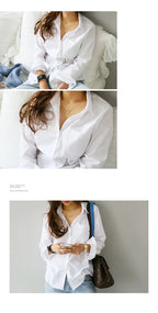 Blusa Feminina em Algodão com Gola Clássica – Manga Longa Casual Elegante