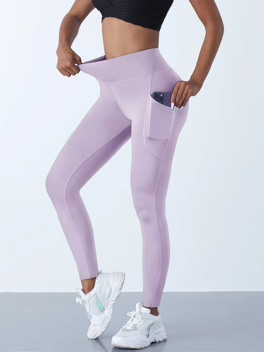 Legging Feminina de Cintura Alta com Controle de Barriga e Bolsos Laterais – Conforto e Estilo para Yoga, Treino e Dia a Dia