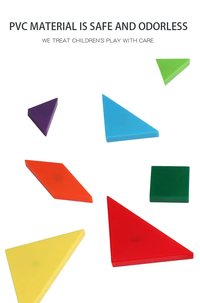Livro Quebra‑Cabeça Tangram Magnético em Madeira – Brinquedo Educativo Montessori Portátil