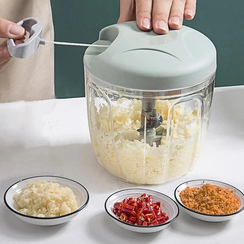 Mini Processador Manual com Cordão 500ml ou 900ml – Pica, Tritura e Facilita sua Rotina na Cozinha