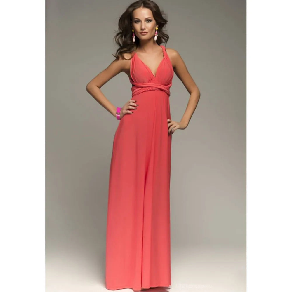 Vestido Longo Feminino Multiway Boho – Modelo Versátil com Amarrações e Caimento Elegante