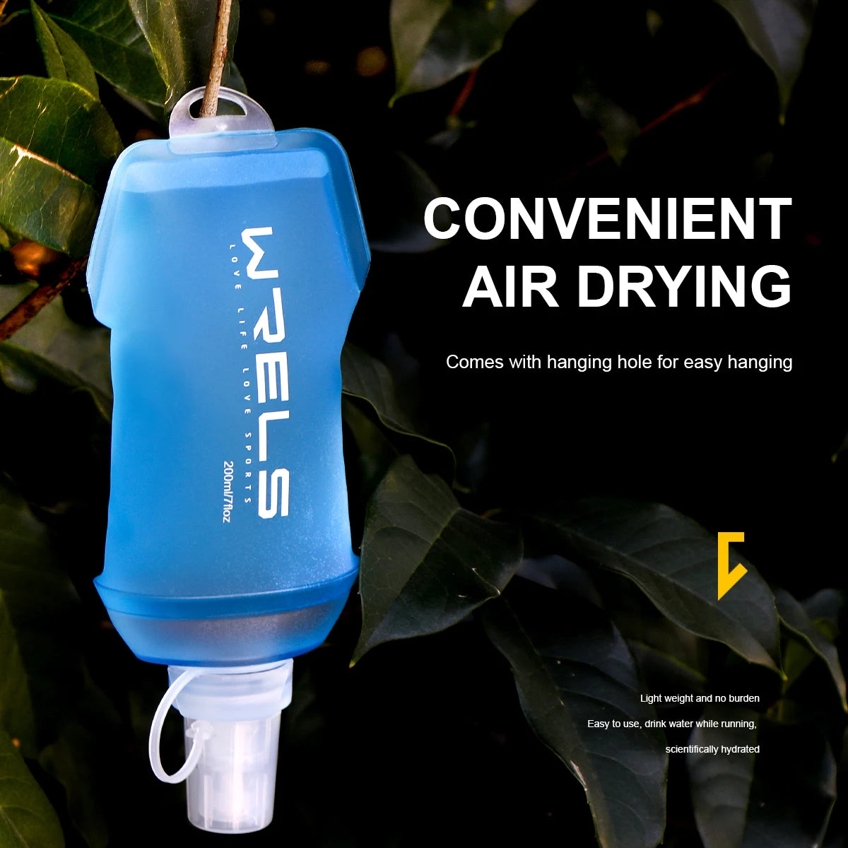 Garrafa Flexível Esportiva WRELS BPA Free – Dobrável, Leve e Ideal para Atividades ao Ar Livre