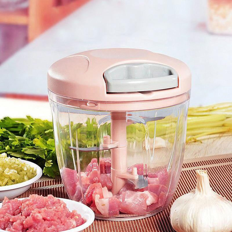 Mini Processador Manual com Cordão 500ml ou 900ml – Pica, Tritura e Facilita sua Rotina na Cozinha