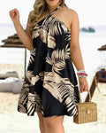 Vestido Boho Floral com Gola Halter e Costas Abertas – Mini Leve para Primavera e Verão